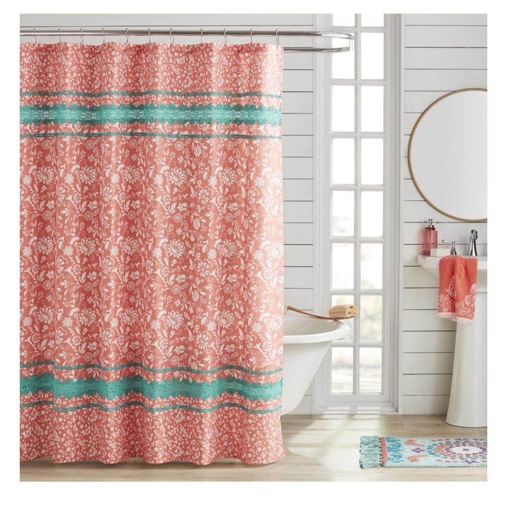 💲Pioneer Woman Shower Curtain Mazie Medallion 72 x 72"